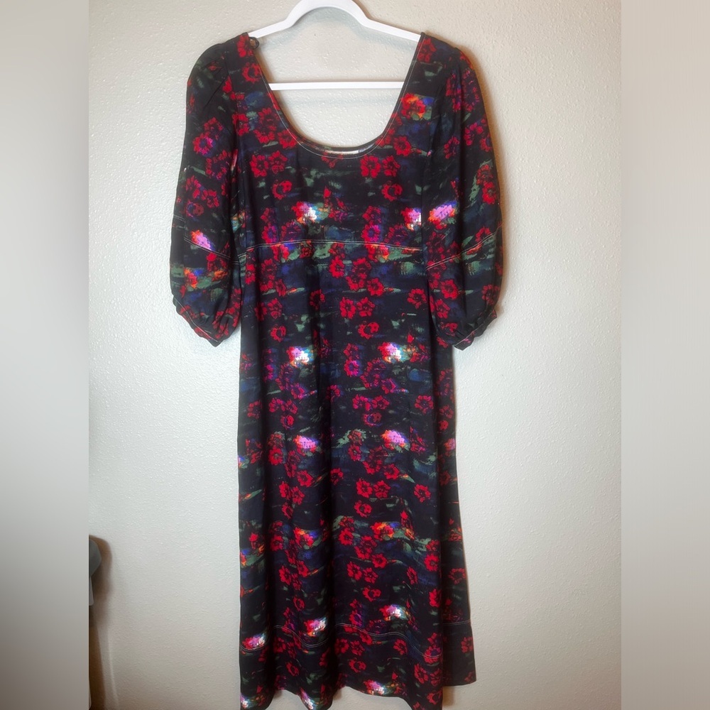 Rachel Comey x Target Women's Floral Print Volume 3/4 Sleeve Dress Red SIZE 4
